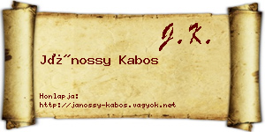 Jánossy Kabos névjegykártya
